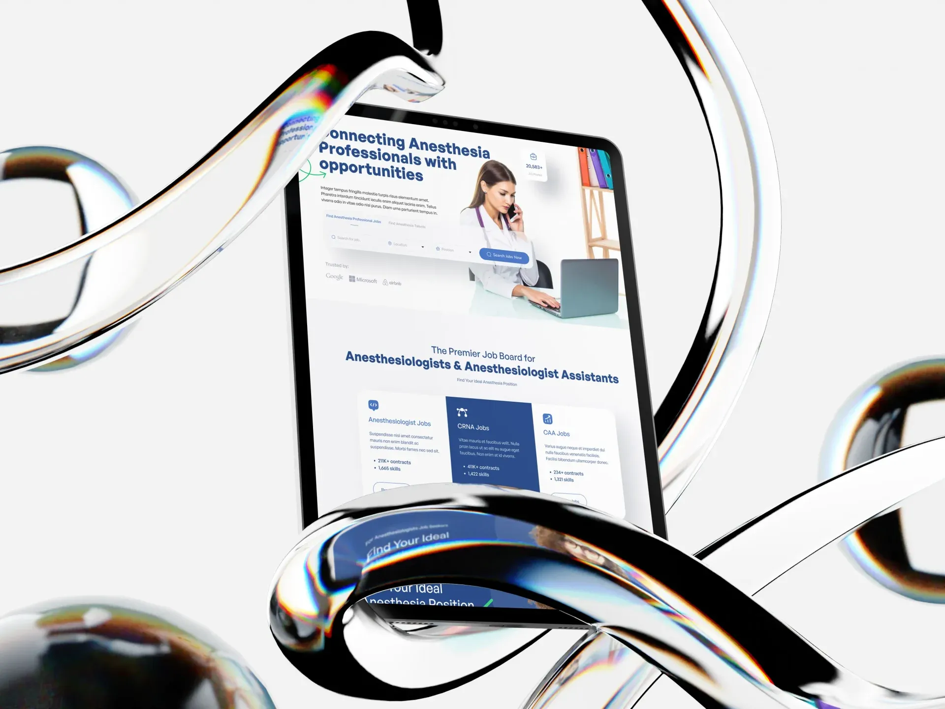 AnesJobs website design mockup