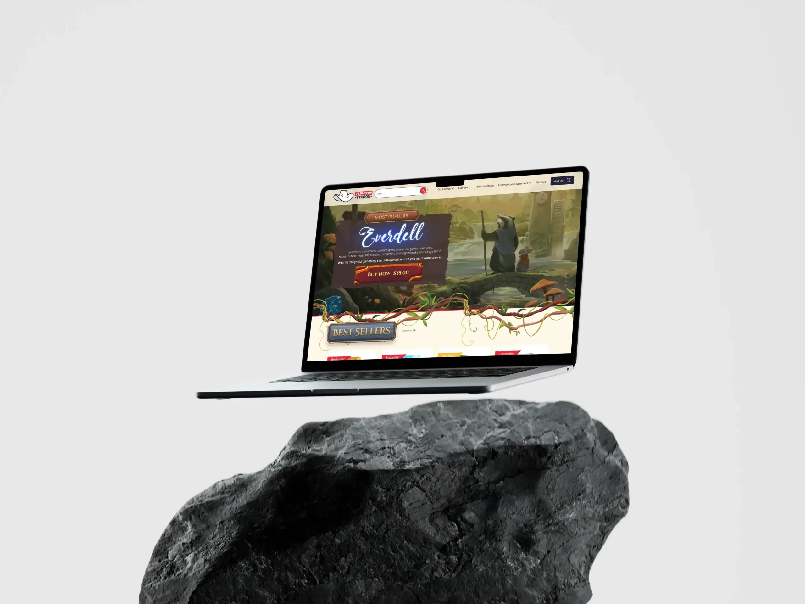 Tabletop Tycoon website mockup